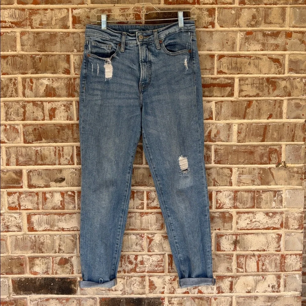 Old Navy Light Wash High Waisted Distressed O.G. Straight Jeans‎